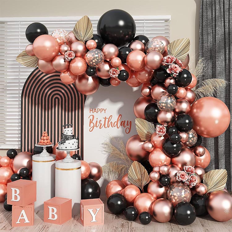 Kit de guirlande d'arche de ballons en or rose noir