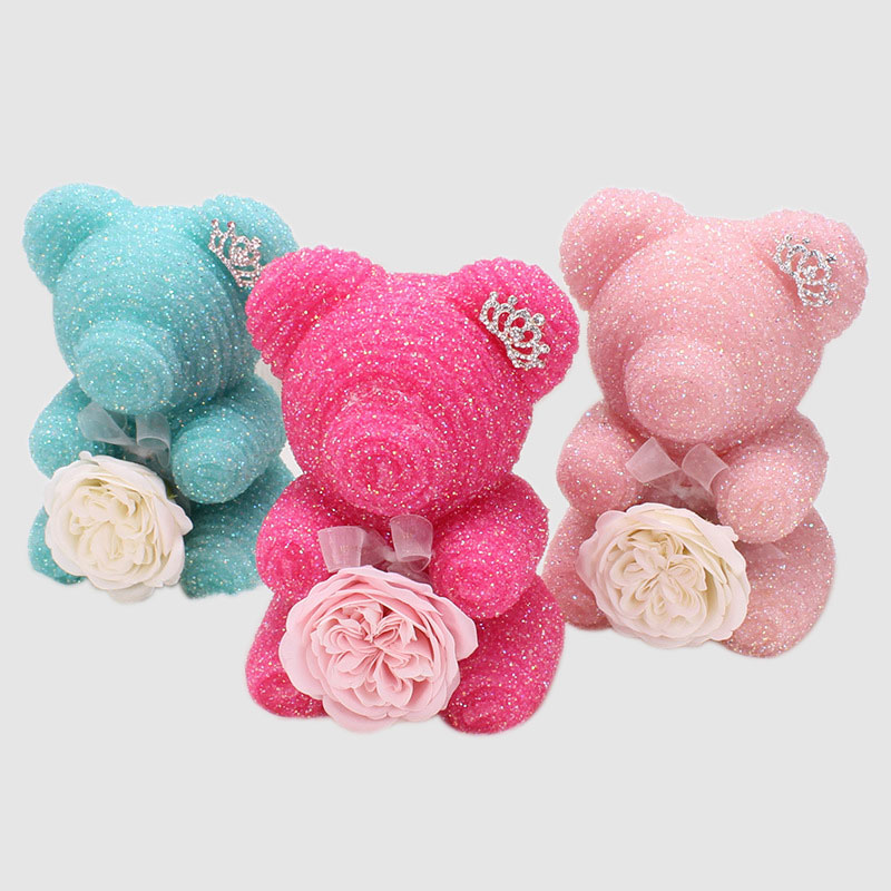 Ours en peluche diamant rose