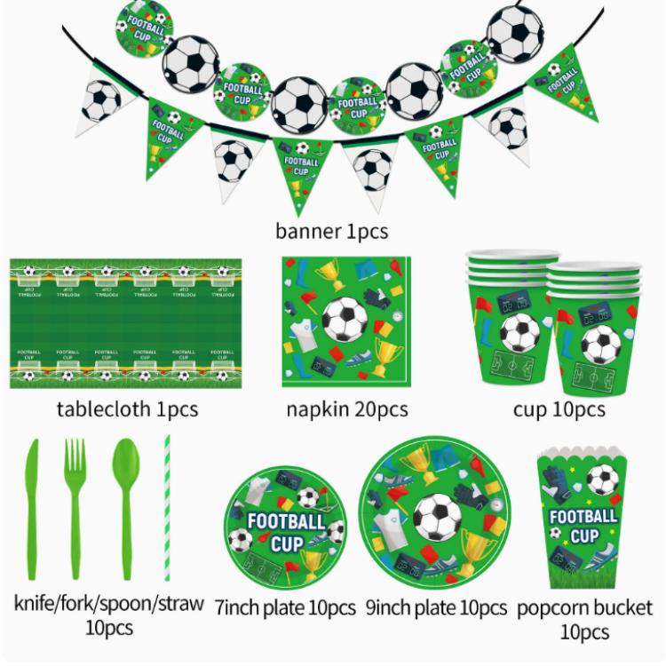 Ensemble d'assiettes jetables pour décoration de fête sur le thème du football
