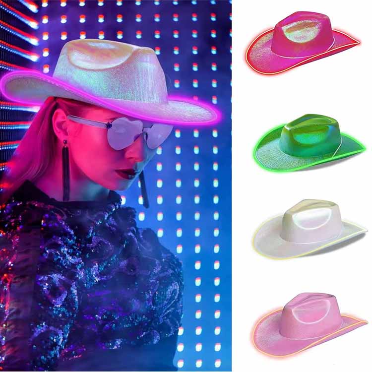 Chapeau coloré fluorescent à LED pour fête d'Halloween