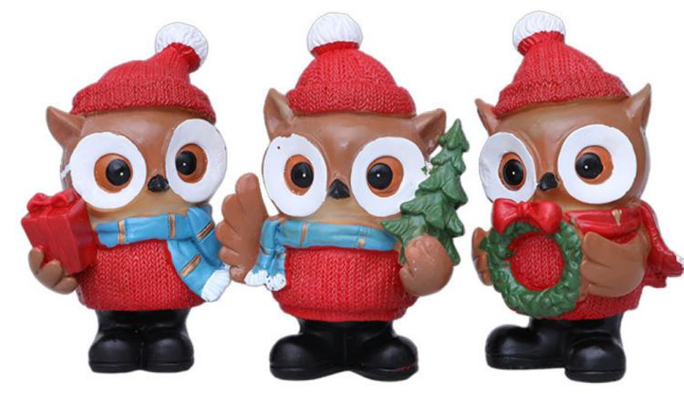 Christmas Owl Three Piece Ornament discount