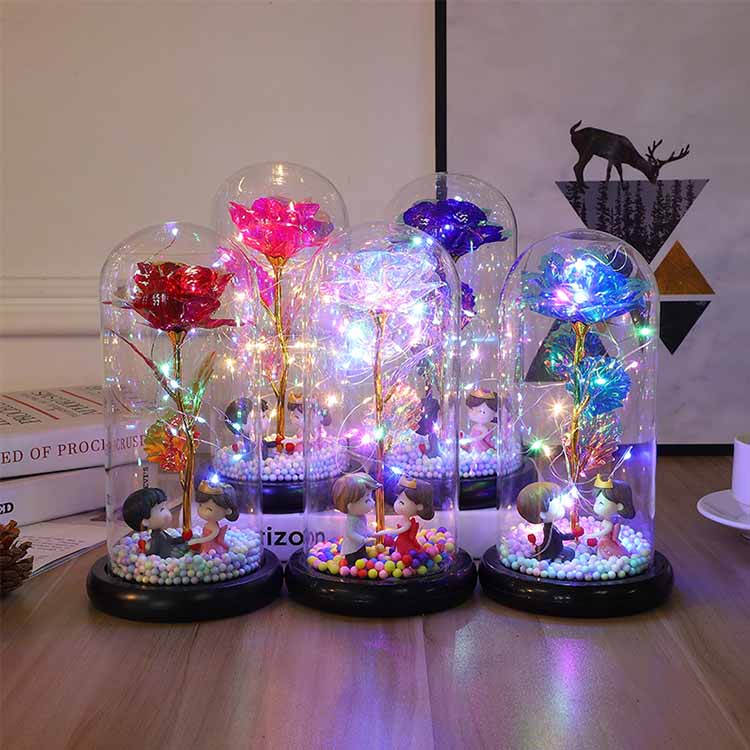 Rose en verre LED 24K