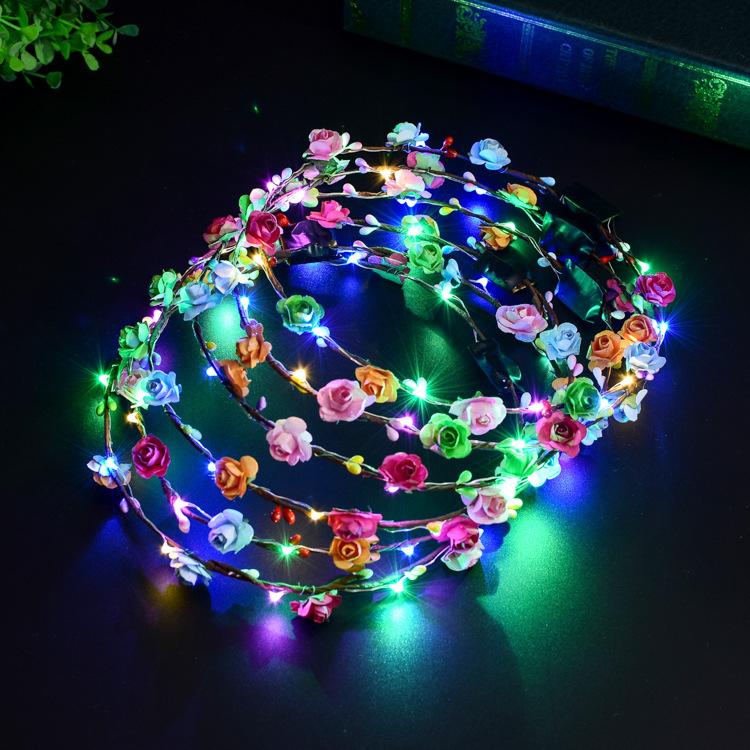 Couronne de bandeau de fleurs LED